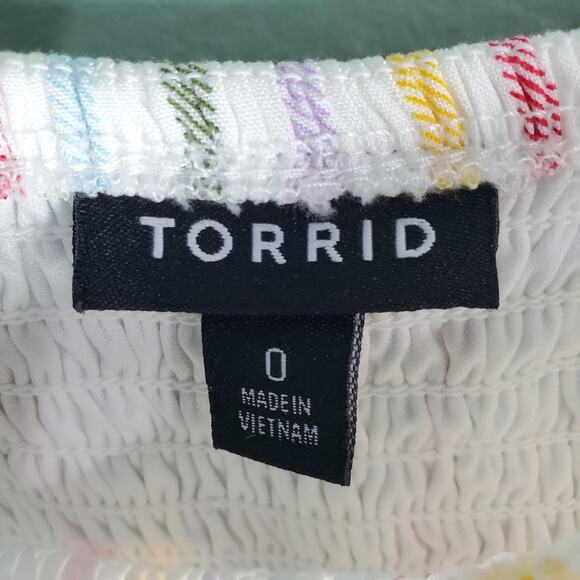 Torrid Womens Ruffle Strap Midi Challis Pastel Striped Dress Size 0 - Picture 3 of 6